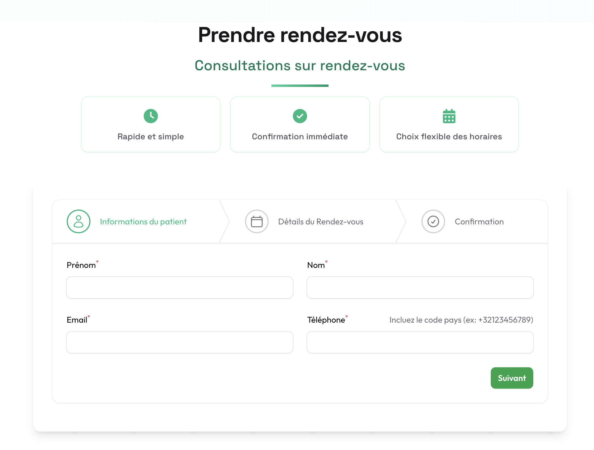Aperçu du widget de réservation